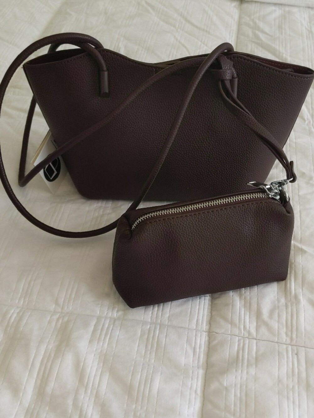 Antik Kraft Plum Brown Crossbody Bag + Pouch NWT